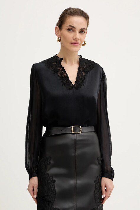 Twinset bluzka damska kolor czarny gładka 252TT2243