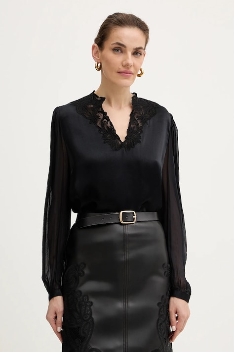 Twinset bluză culoarea negru, uni, 252TT2243