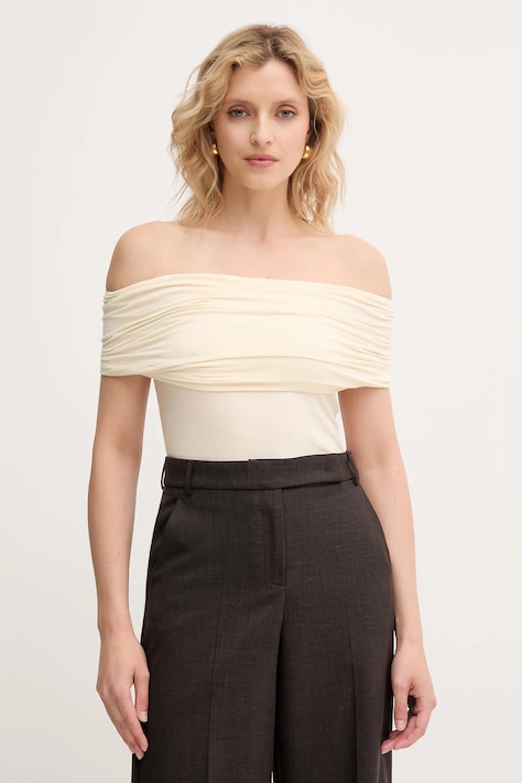 MAX&Co. top culoarea bej, decolteu spaniol, 2526946071200