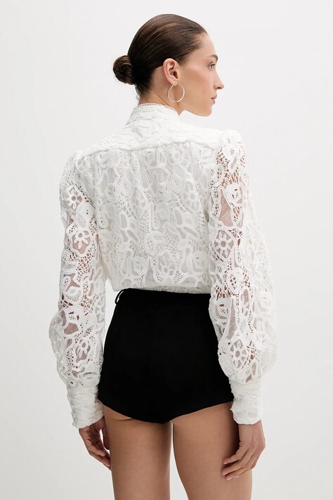 Bardot bluză culoarea alb, cu imprimeu, 59730TB3