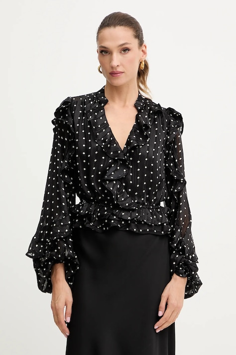 Bardot bluză culoarea negru, cu imprimeu, 59896TB3