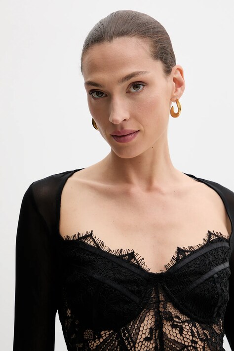 Bardot bluză culoarea negru, cu imprimeu, 51150TB3