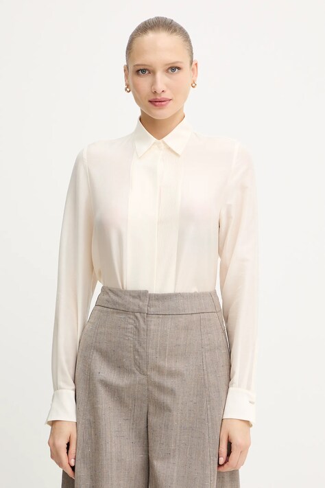 BOSS cămașă de lână culoarea bej, cu guler clasic, regular, 50548399