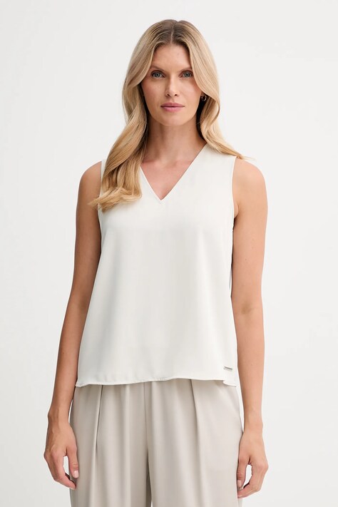 Calvin Klein bluzka damska kolor beżowy gładka LV044D164G