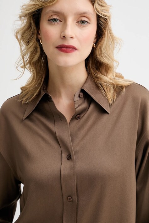 Filippa K cămașă culoarea maro, cu guler clasic, relaxed, 31633