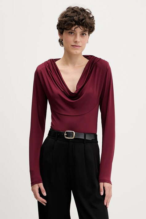 Pedro del Hierro bluzka damska kolor bordowy gładka 8622505