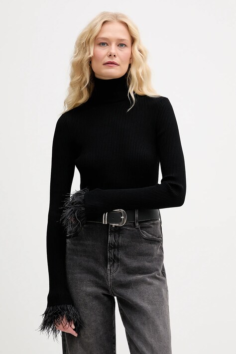 Aniye By pulover culoarea negru, light, cu guler, 181051