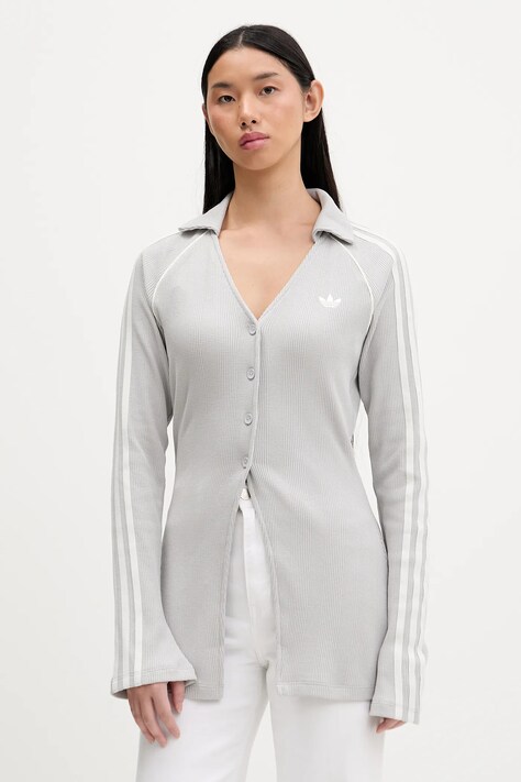 adidas Originals koszula Button Down damska kolor szary regular z kołnierzykiem klasycznym KR5109