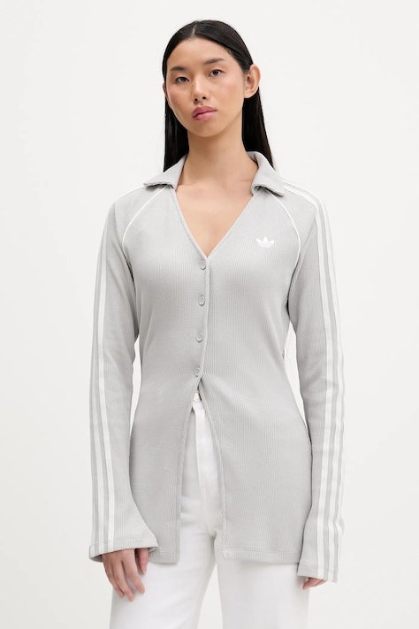adidas Originals koszula Button Down damska kolor szary regular z kołnierzykiem klasycznym KR5109
