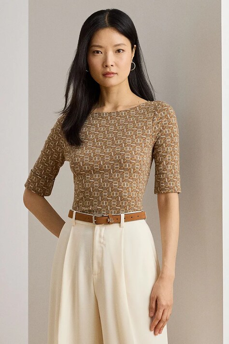 Блузка Lauren Ralph Lauren цвет коричневый узор 200980042