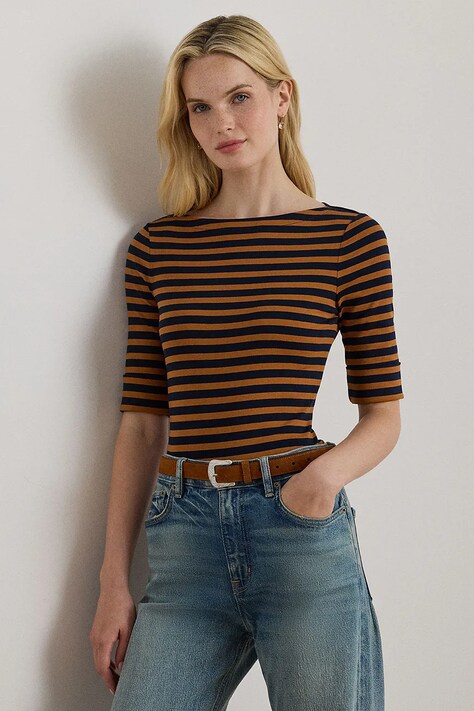 Блузка Lauren Ralph Lauren цвет коричневый узор 200980041
