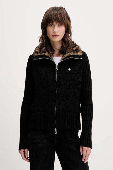 Кардиган с добавлением шерсти Guess Jeans цвет чёрный W5BR11 Z0561