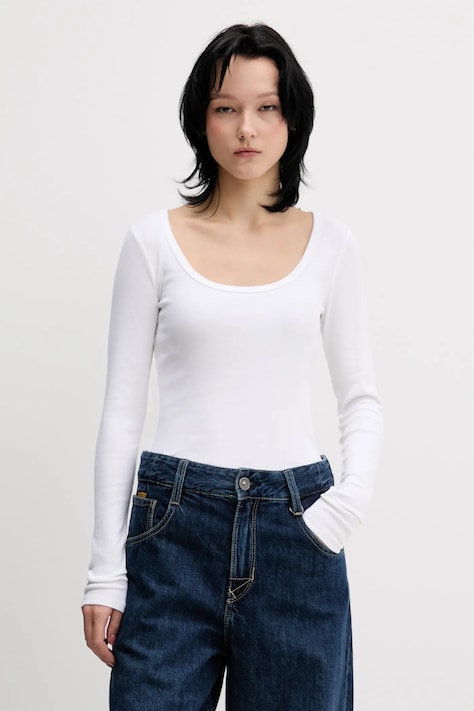 Majica dugih rukava Hollister Co. boja: bež, KI339-5067-100