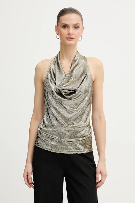 Morgan bluzka damska kolor złoty gładka DREA