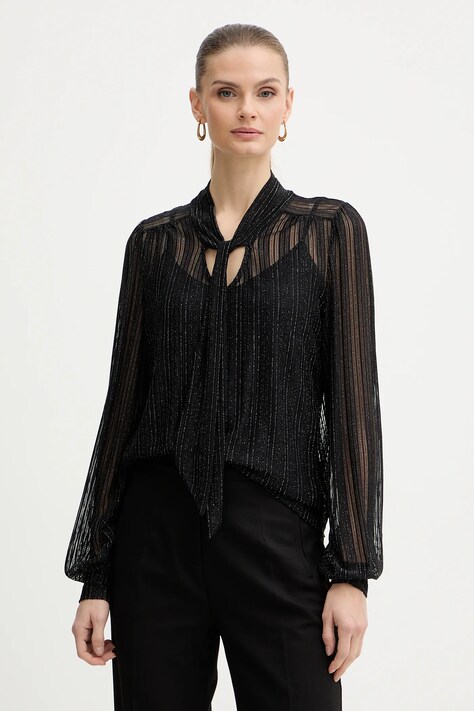 Morgan bluzka damska kolor czarny wzorzysta TEVAL