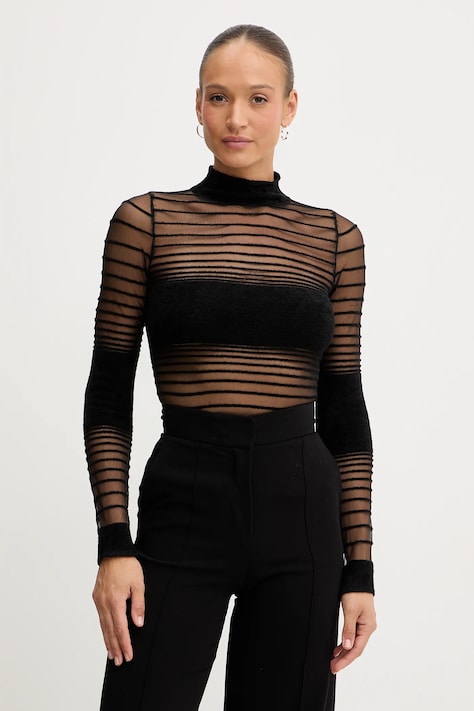 Retrofete bluzka Katrine damska kolor czarny wzorzysta R-FW25-12072-12