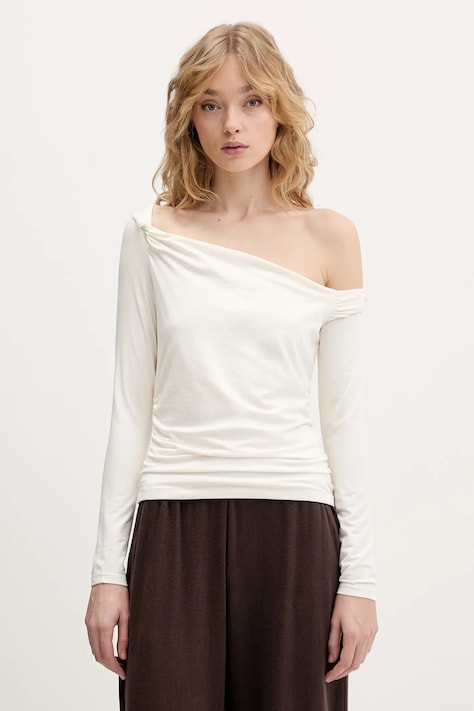 Abercrombie & Fitch bluzka damska kolor beżowy gładka KI139-5885-178