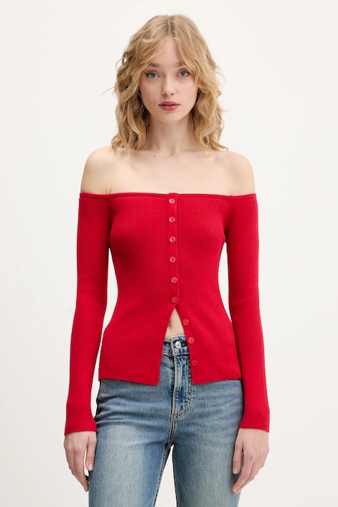 Abercrombie & Fitch bluzka damska kolor czerwony gładka KI150-5429-500