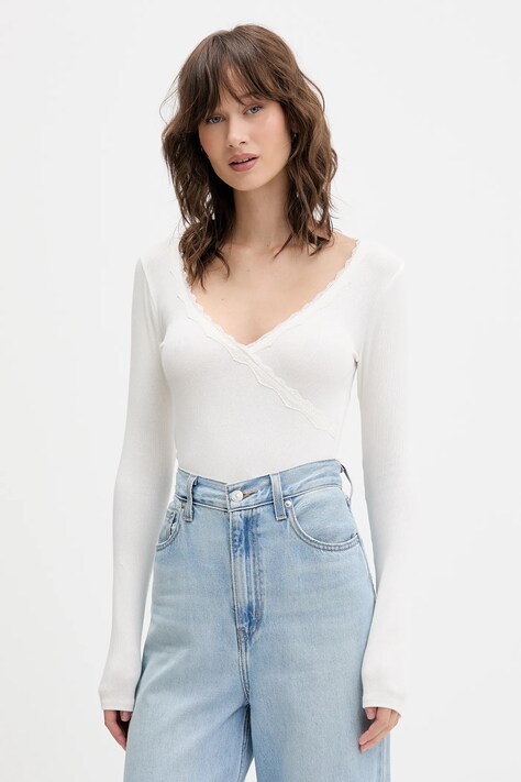 Μακρυμάνικο Hollister Co. χρώμα: μπεζ, KI339-5001-101