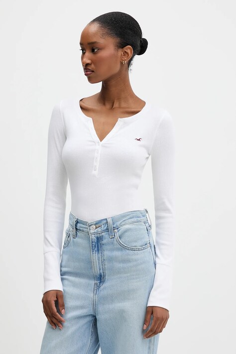 Hollister Co. longsleeve kolor biały KI339-5257-100