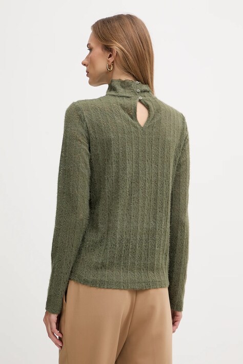 United Colors of Benetton sweter damski kolor zielony lekki z półgolfem 5W77DQ0AT