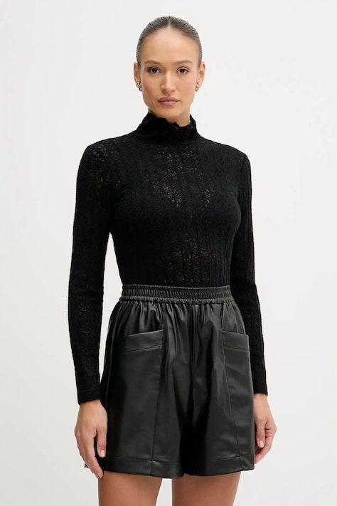 Svetr United Colors of Benetton dámský, černá barva, s pologolfem, 5W77DQ0AT