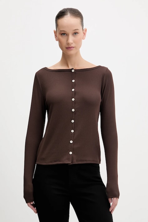 Abercrombie & Fitch bluzka damska kolor brązowy gładka KI139-6181-480