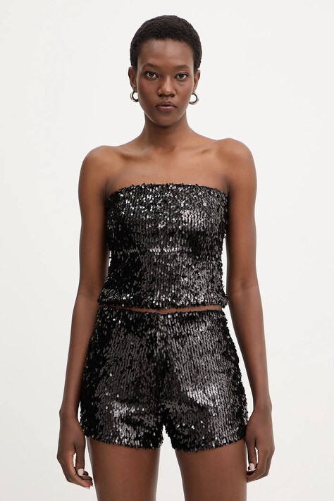 Haveone bluzka damska kolor czarny gładka RMA-P054