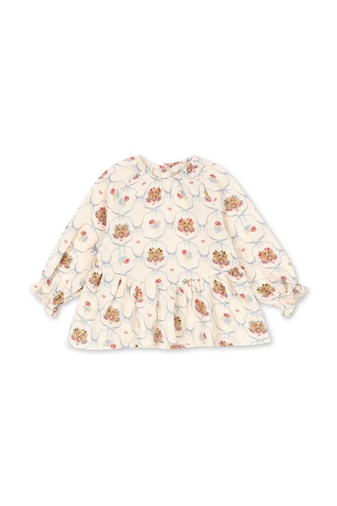 Konges Sløjd bluzka bawełniana dziecięca COCO BLOUSE GOTS kolor beżowy wzorzysta KS103757