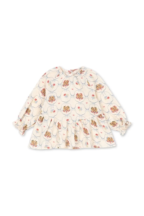 Dětská bavlněná halenka Konges Sløjd COCO BLOUSE GOTS béžová barva, vzorovaná, KS103757