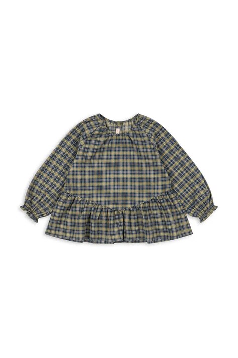 Konges Sløjd bluzka dziecięca TERRE BLOUSE GOTS kolor turkusowy wzorzysta KS104011