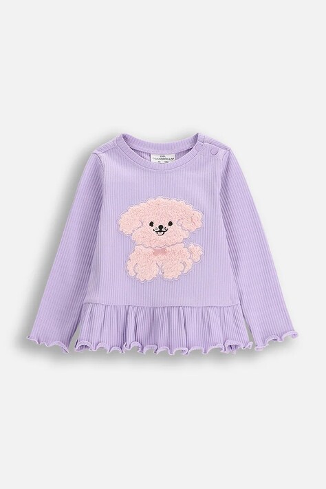 Μπλούζα μωρού Coccodrillo χρώμα: μοβ, HAPPY PUPPY GIRL NEWBORN