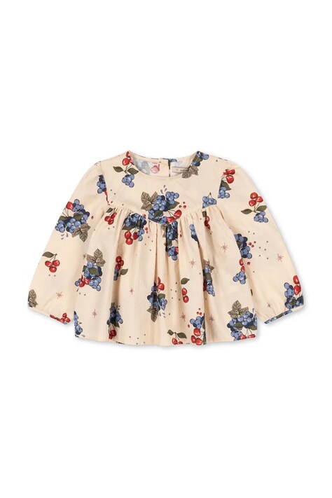Konges Sløjd bluzka bawełniana dziecięca AVI LS BLOUSE GOTS kolor beżowy wzorzysta KS104202