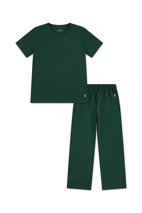 Детска памучна пижама Polo Ralph Lauren в зелено с изчистен дизайн 9P0278