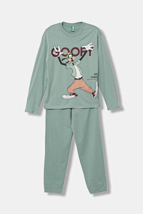 Dětské bavlněné pyžamo United Colors of Benetton tyrkysová barva, s potiskem, 3VR50P08Z