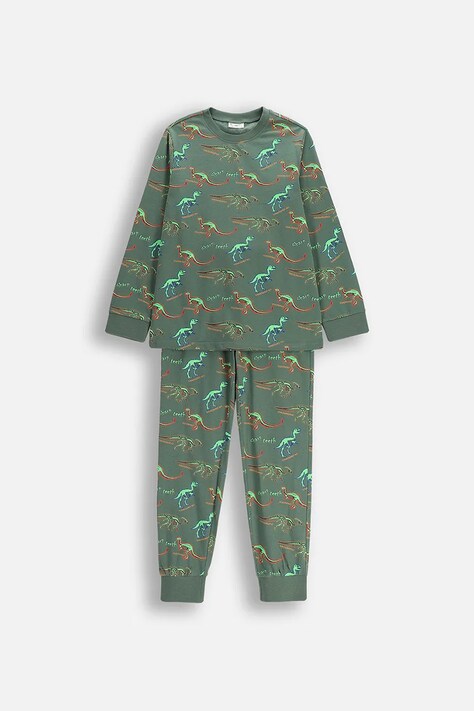 Coccodrillo piżama bawełniana dziecięca kolor zielony wzorzysta PYJAMAS