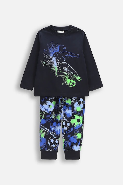 Coccodrillo pijamale de bumbac pentru copii culoarea bleumarin, cu imprimeu, PYJAMAS