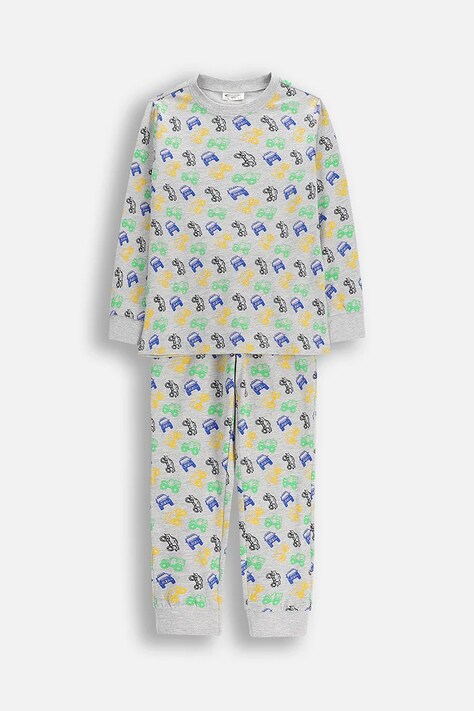 Coccodrillo komplet piżamowy z bawełną dziecięcy kolor szary wzorzysta PYJAMAS