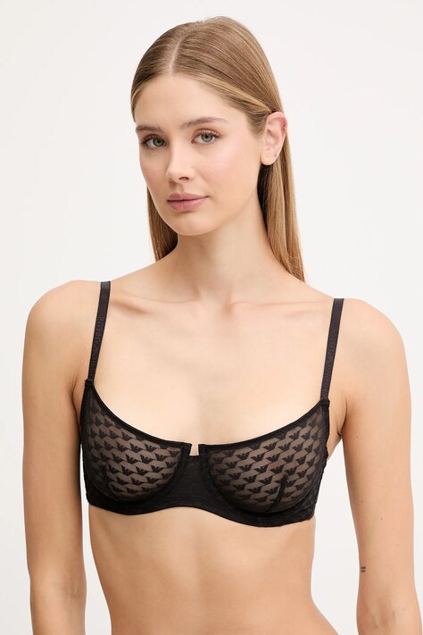 Emporio Armani Underwear biustonosz kolor czarny transparentny wzorzysty EW000440 AF15358