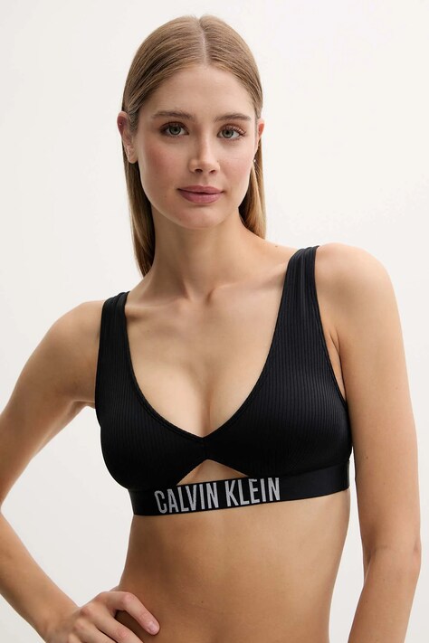 Calvin Klein biustonosz kąpielowy kolor czarny lekko usztywniona miseczka LV00Q62751