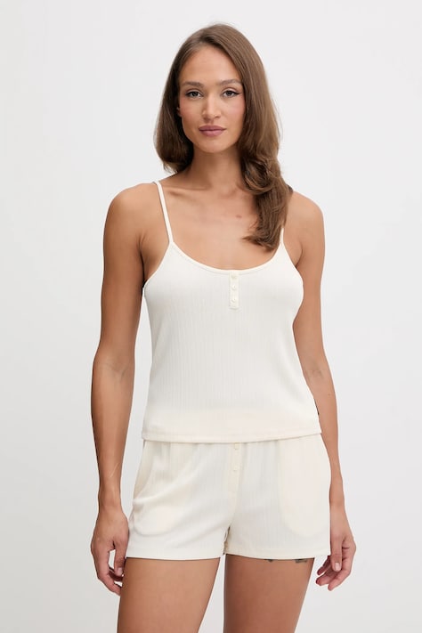 Pyžamo Karl Lagerfeld ESSENTIAL dámske, béžová farba, A3W45006