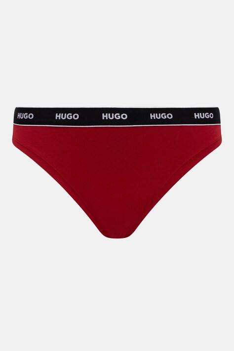 HUGO стрінги жіночі бавовняні з еластаном TRIPLET THONG STRIPE 3 шт — AW25-BID034, червоний — фото 3