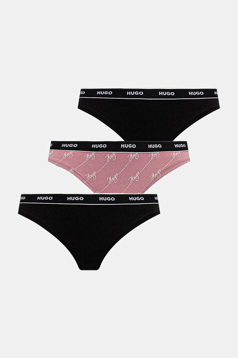 HUGO tanga de bumbac 3-pack culoarea negru, 50545703