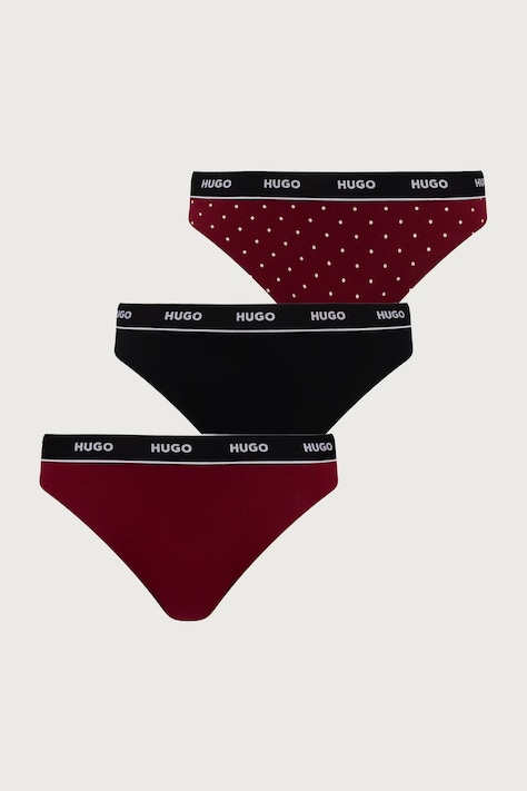 HUGO Стрінги жіночі бавовняні з еластаном TRIPLET THONG DESIGN 3 шт. червоні 50545703