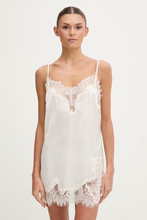 Guess koszulka nocna damska kolor beżowy satynowa O5YX04 WH9C2