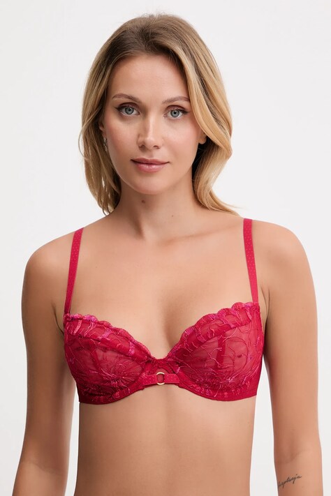 Chantelle biustonosz FLEURS kolor czerwony transparentny wzorzysty C12M10
