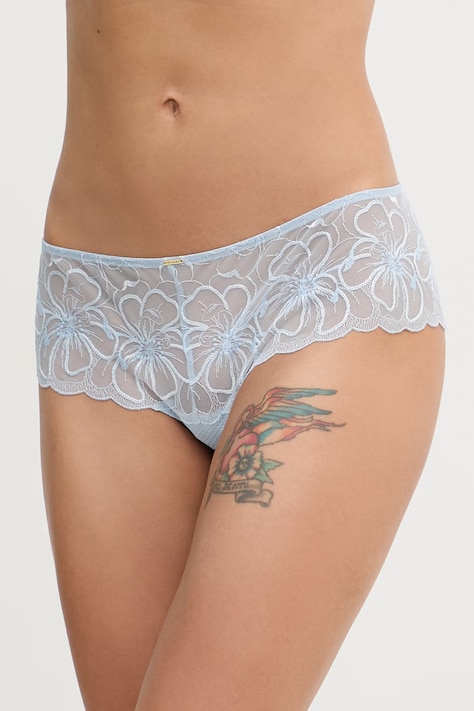 Chantelle chiloți brazilieni pentru femei din dantelă FLEURS albaștri C12M40