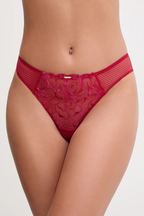 Chantelle stringi FLEURS kolor czerwony z koronki C12M90