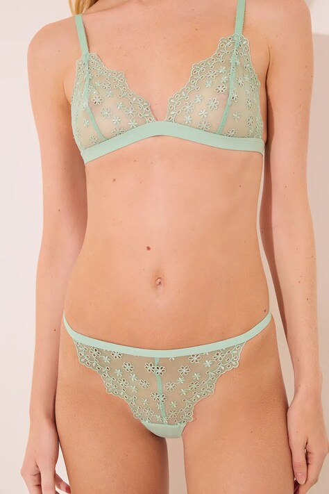 women'secret stringi kolor zielony z koronki 4219906