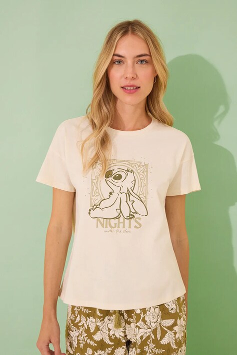 women'secret piżama SNOOPY damska kolor beżowy bawełniana 3139906